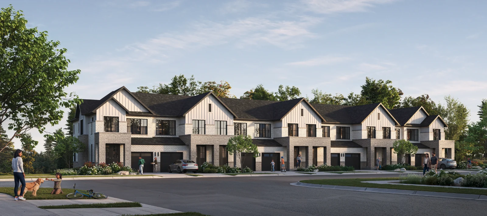 Cornerstone traditional townhome streetscape rendering