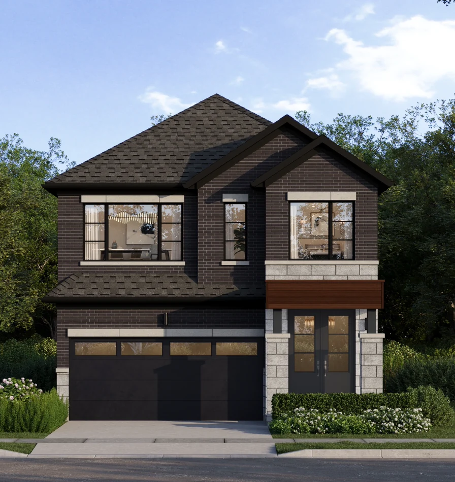 Cornerstone detached home rendering with double-car garage