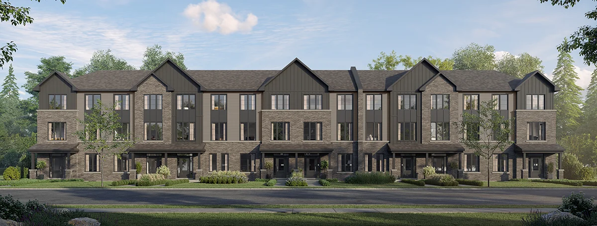 Creekview Collective rear-lane townhome streetscape rendering