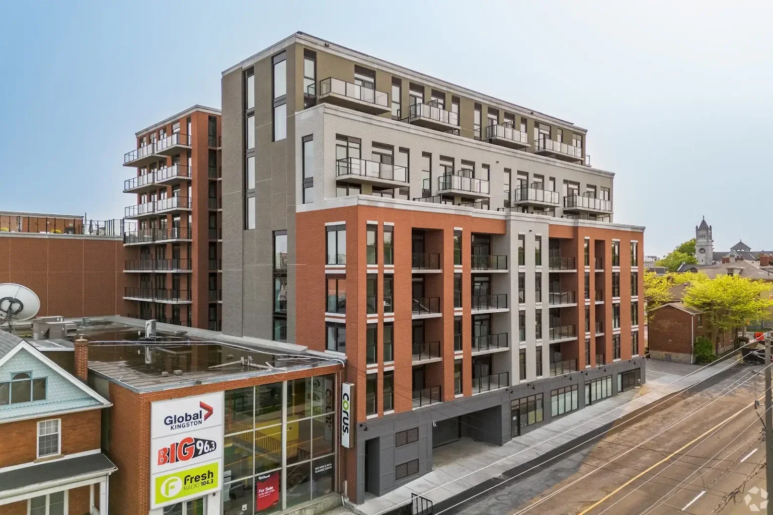 Crown Condos completed building exterior in downtown Kingston