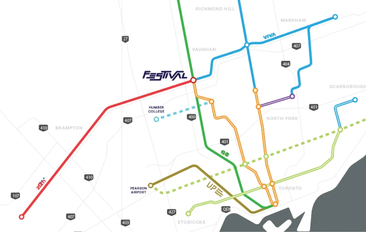 Festival South VMC area map showing surrounding roads and transit