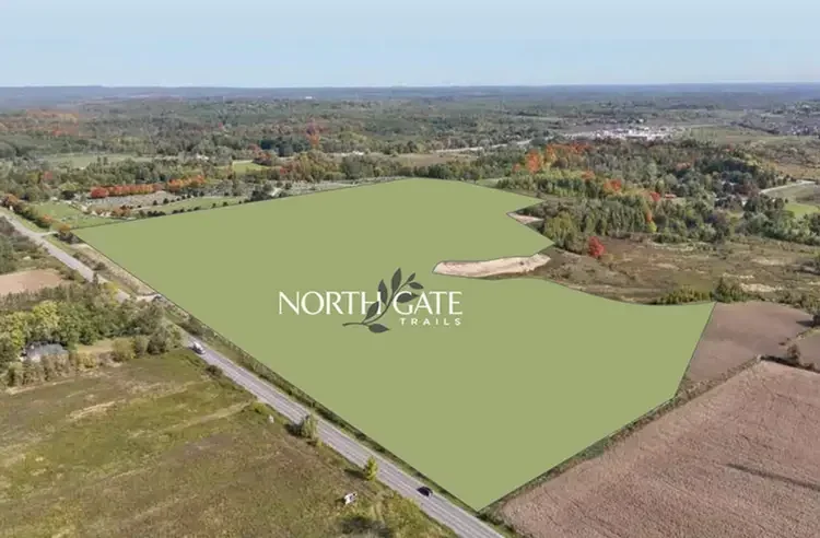 Northgate Trails aerial image highlighting the development site