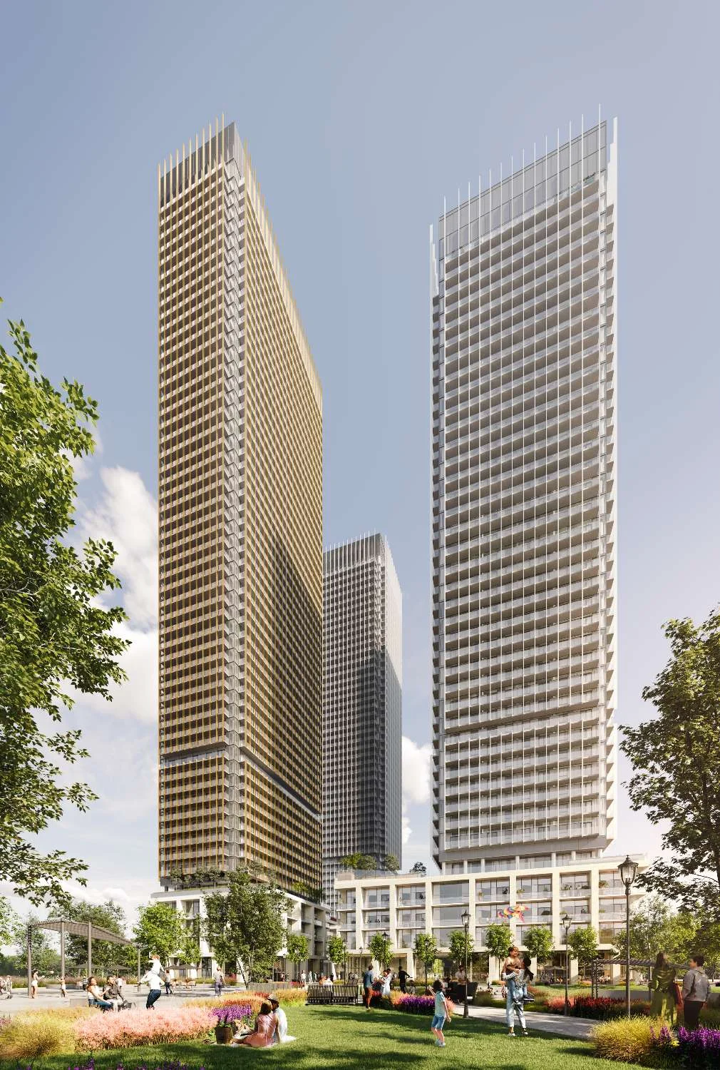 Pickering City Centre twin tower exterior rendering