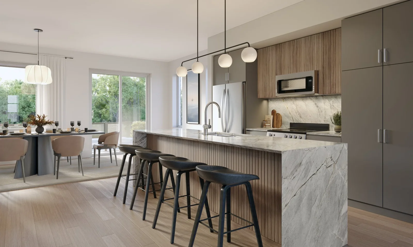 Pier House kitchen rendering with island