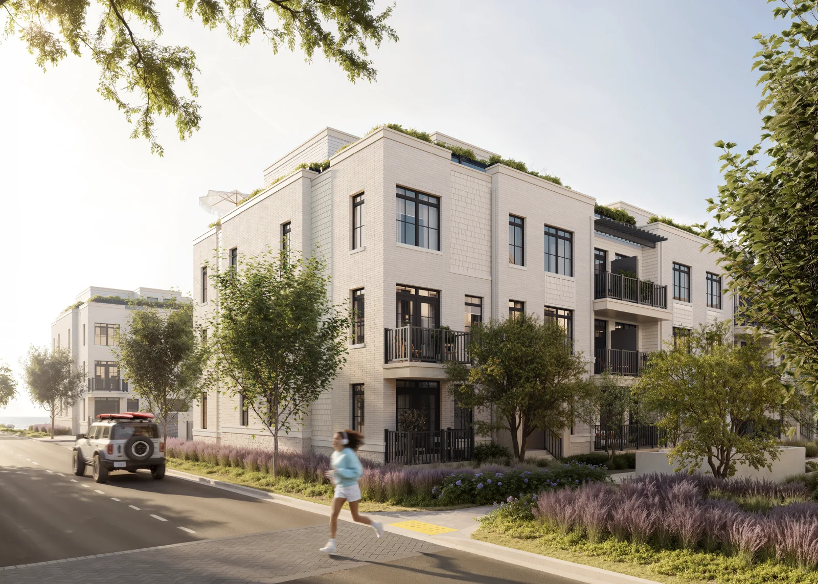Artist’s rendering of the South Banks townhome streetscape