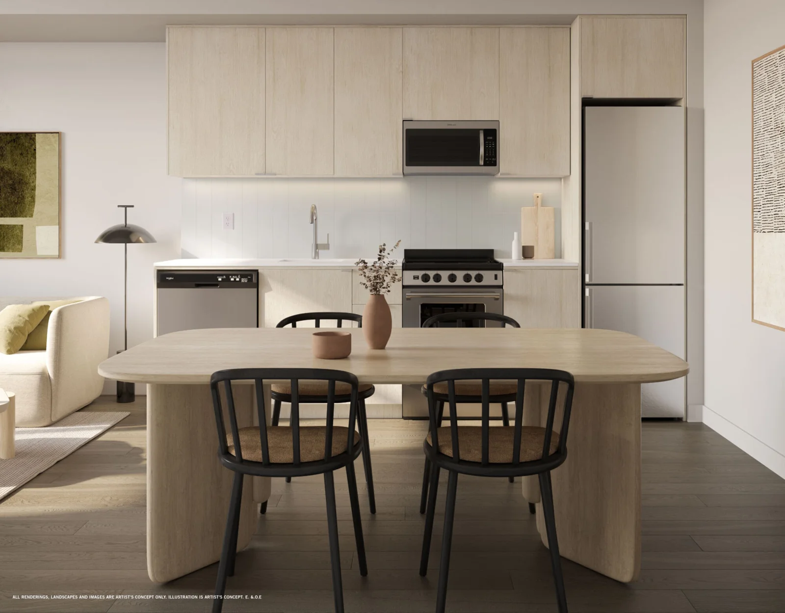 The Laurels light-finish kitchen rendering