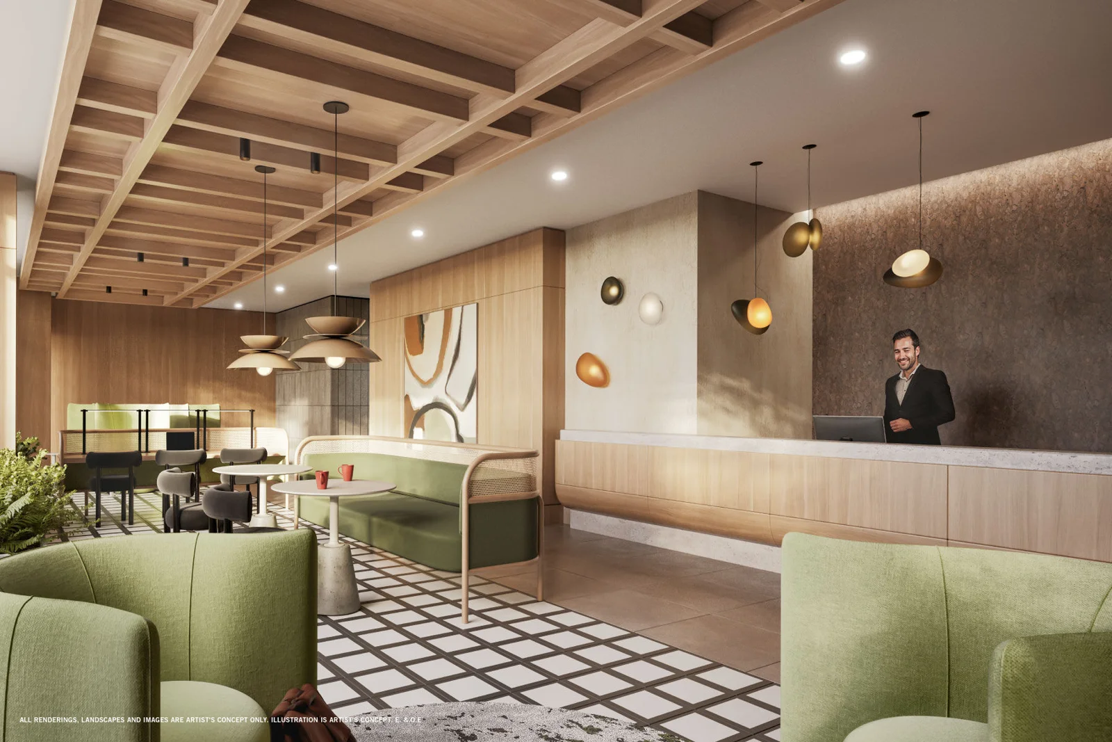 The Laurels lobby rendering
