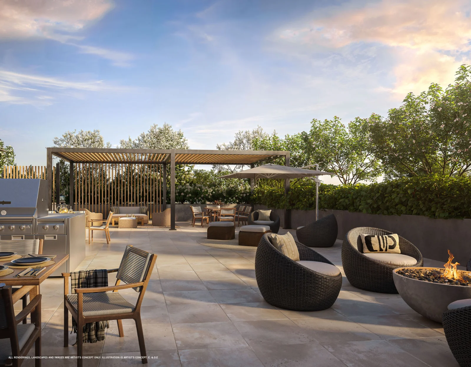 The Laurels outdoor social lounge rendering