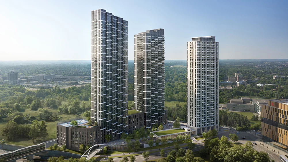 Union City first towers within the surrounding Markham landscape