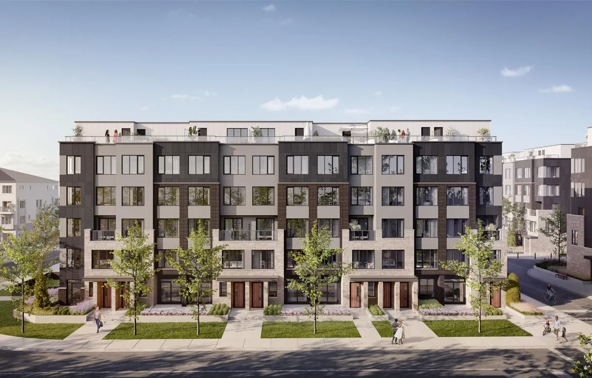 Westshore stacked townhome exterior rendering in Long Branch, Etobicoke