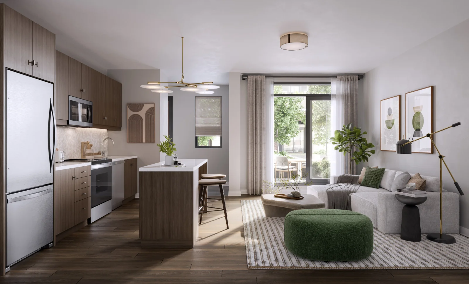 Westshore Garden Town kitchen and living area rendering
