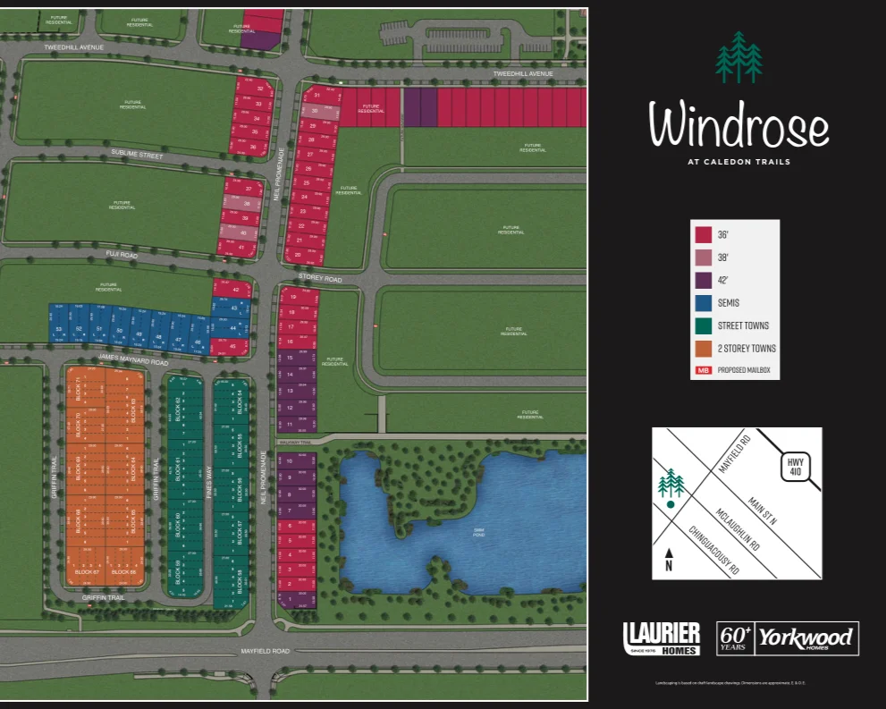 Windrose community site plan showing home collections